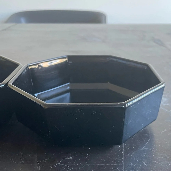 Vintage Arcoroc France Octime Black Glass Octagon Bowls 5-1/2” Set of (2… - Picture 2 of 5